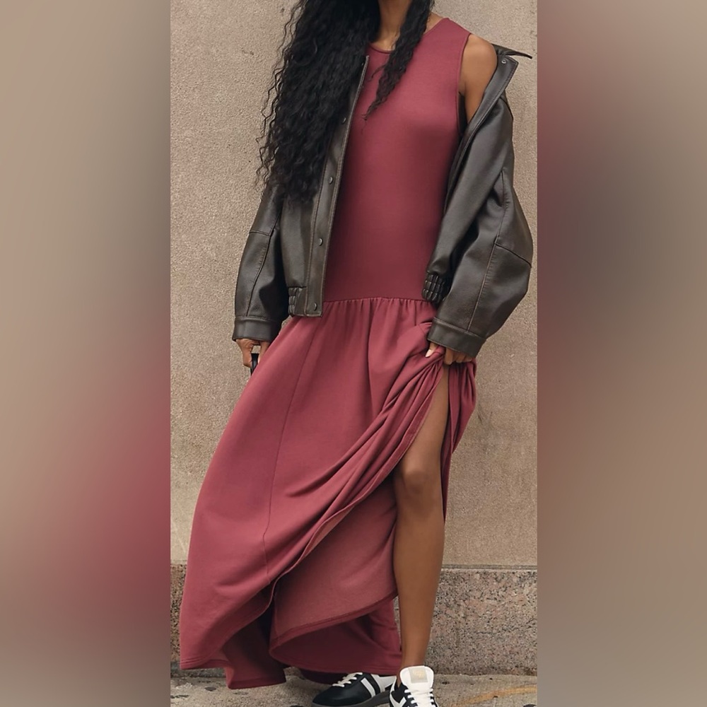 NWT Daily Practice by Anthropologie Sleeveless Drop-Waist Midi Dress Size M